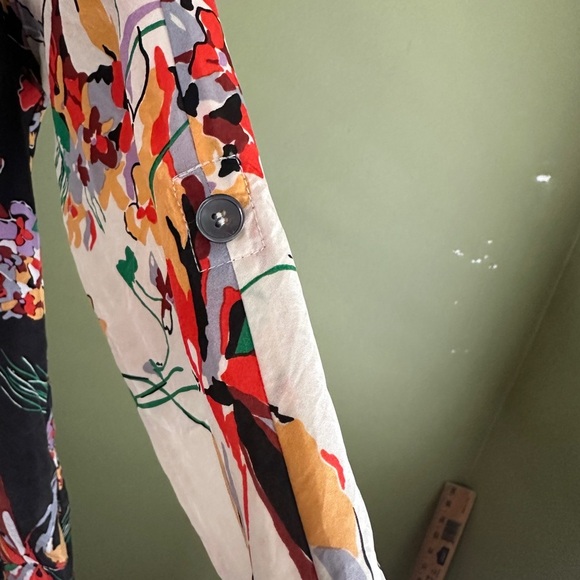 Derek Lam 10 Crosby Floral Silk Shirt Dress Size 4 Mini Long Sleeve‎ Button READ - Picture 5 of 13